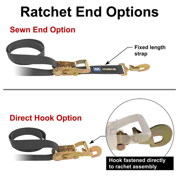 Direct Hook vs Sewn Ratchet End