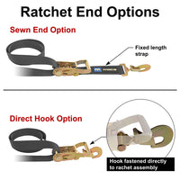Pro Pack Premium Tie Down Strap Kit with Direct Hook Ratchet